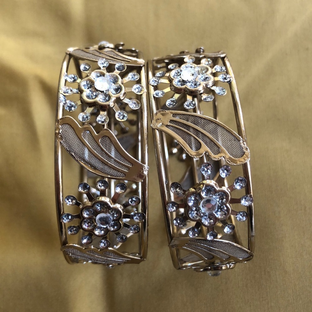 Set of 2 gold colored broad bangles